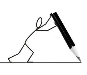 writer pushing pen